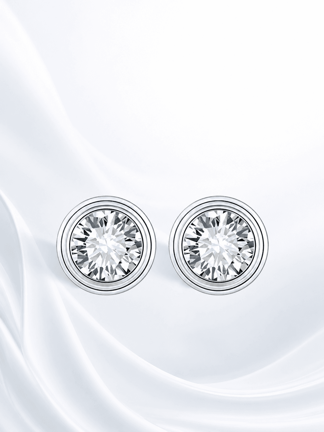 Bezel Solitaire Stud Earrings