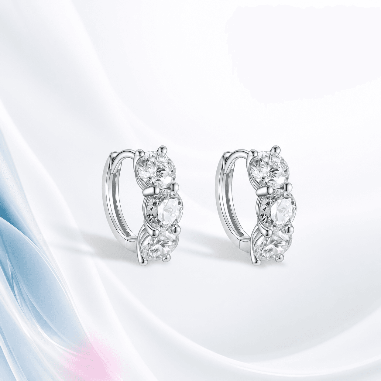 Kingdom Earrings Three-Stone Hoop