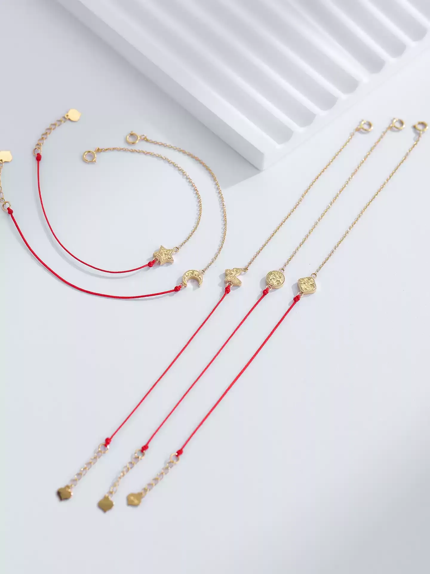 Crushed Ice Red Cord Bracelet - View 2