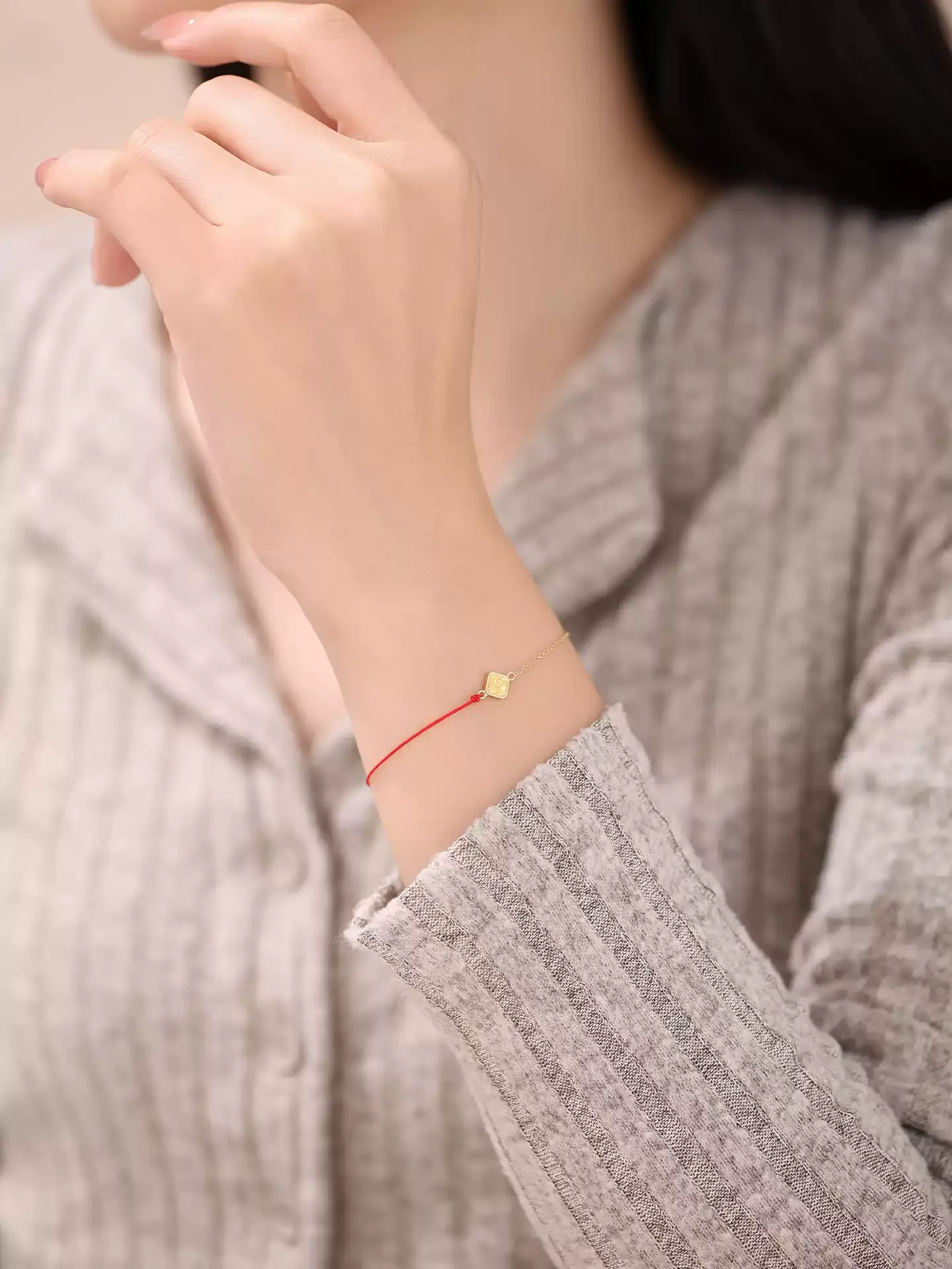 Crushed Ice Red Cord Bracelet - View 5