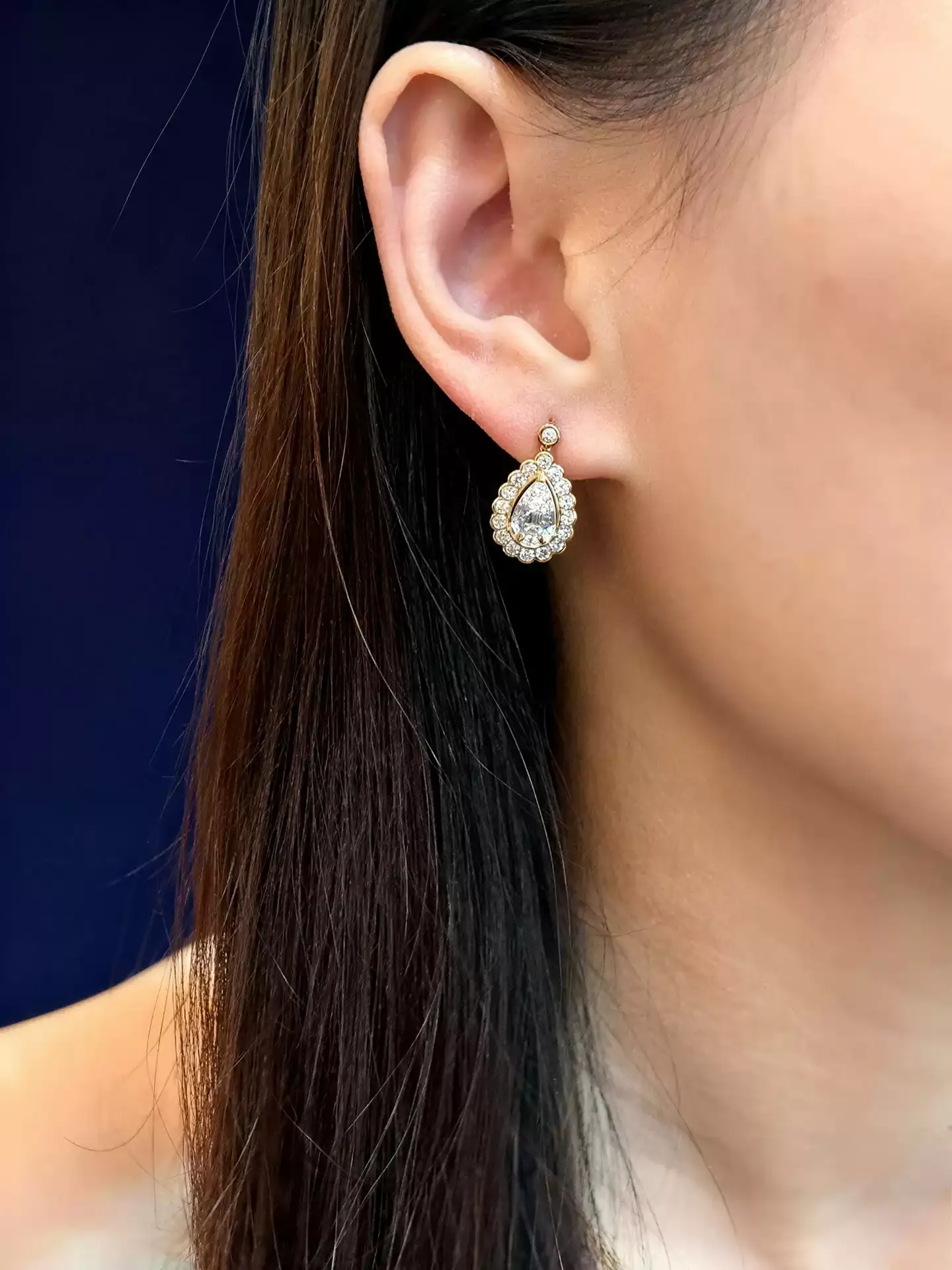 Kingdom Earrings Pear Halo - View 2