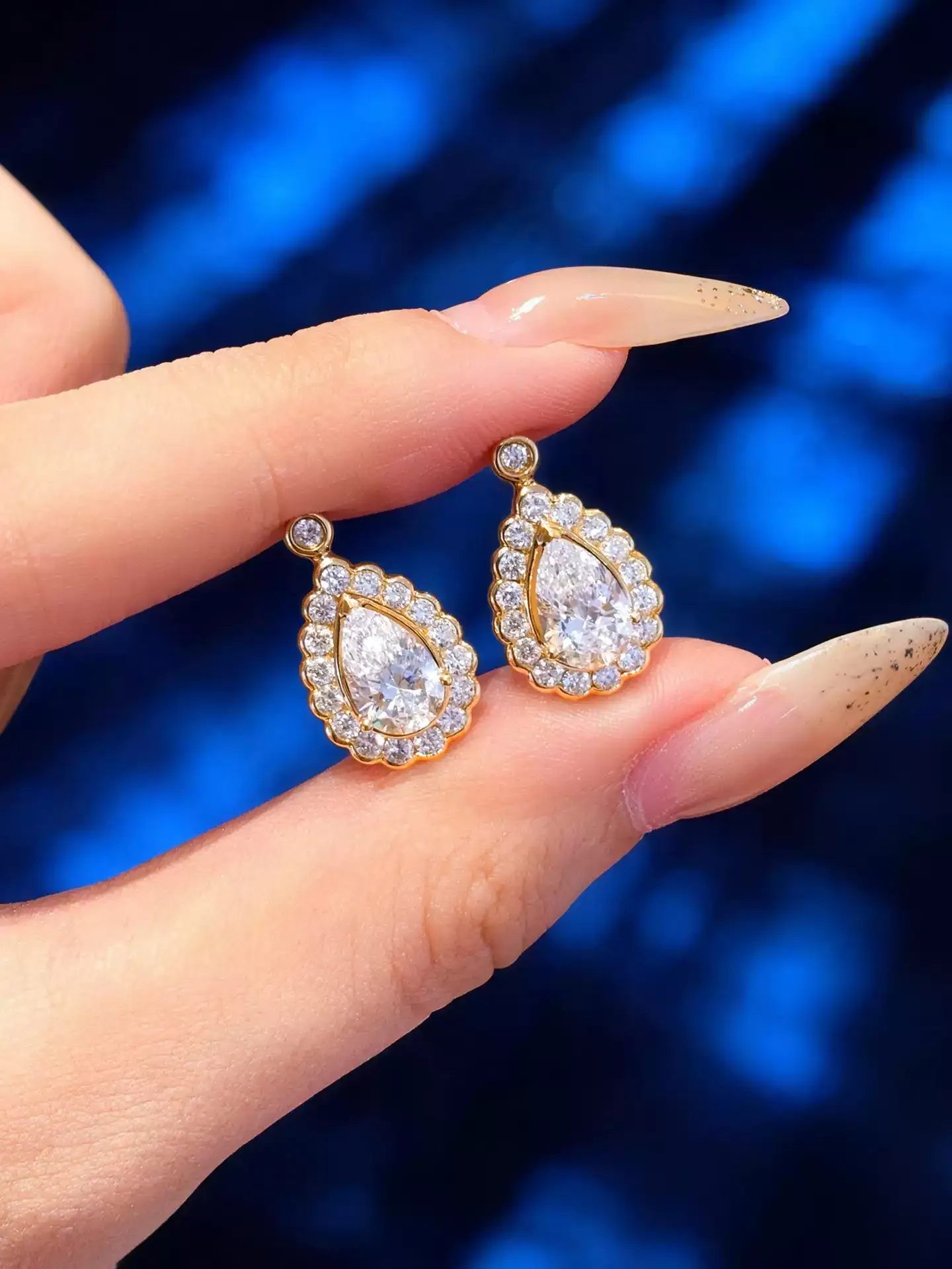 Kingdom Earrings Pear Halo - View 5