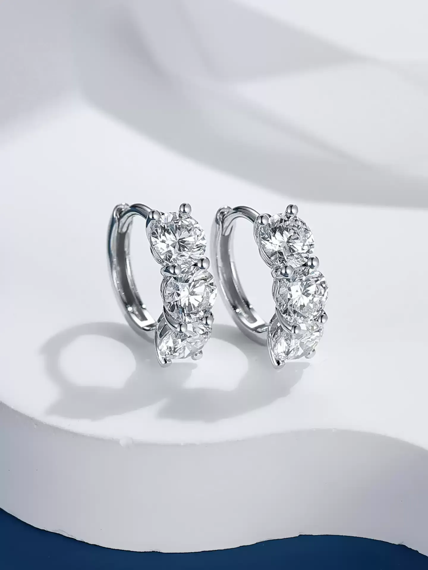 Kingdom Earrings Three-Stone Hoop - View 2
