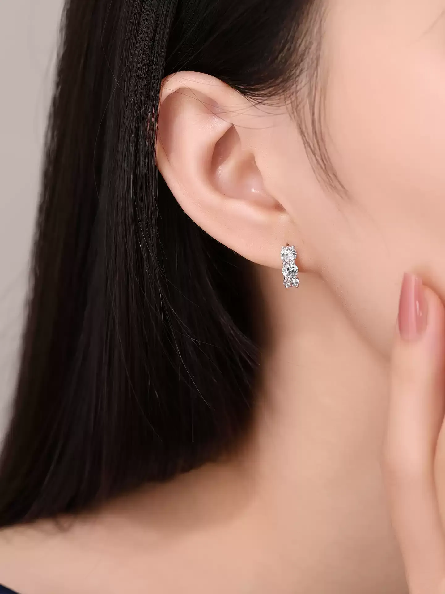 Kingdom Earrings Three-Stone Hoop - View 4