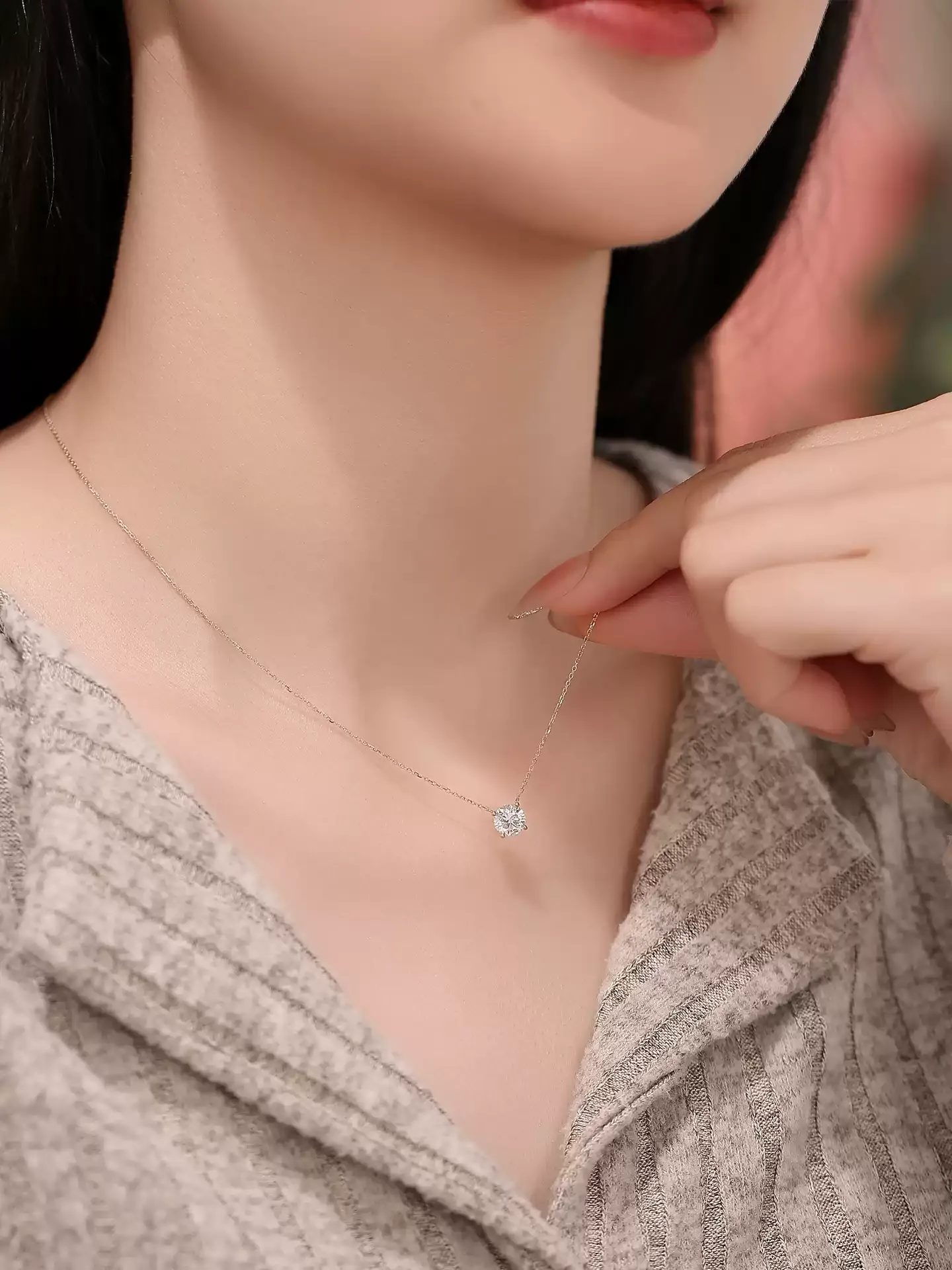 Four-Prong Solitaire Necklace - View 2